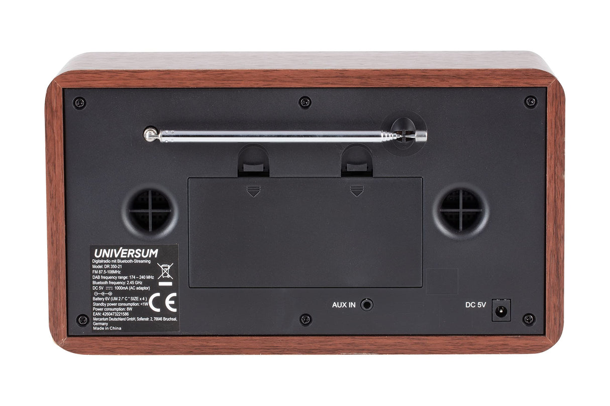 UNIVERSUM DR 350-21 Radio de Mesa Dab+, FM AUX, Bluetooth® con función Despertador marrón