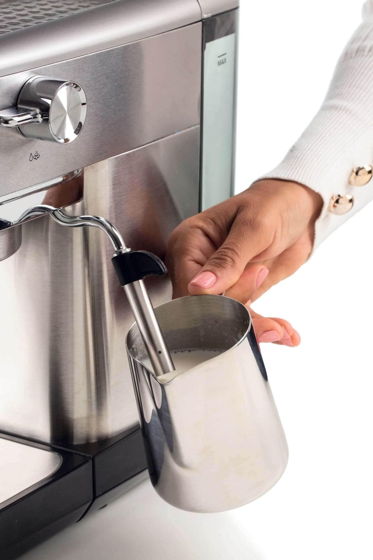 Ariete 1380 Cafetera de metal, compatible con café en polvo y monodosis ESE, 1300 W, capacidad 1,1 L, 15 bar de presión, filtro ½ tazas, dispositivo capuchino, plata