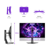 AOC AG326UZD2P Monitor 32 Pulgadas 240Hz Panel QD-OLED, 0.03ms GtG, HDR500 TrueBlack, Adaptive Sync, G-Sync Compatible, Altavoces, Altura Ajustable, (3840x2160 HDMI 2X 2.1 DP 1x 2.1 USB Hub) Negro