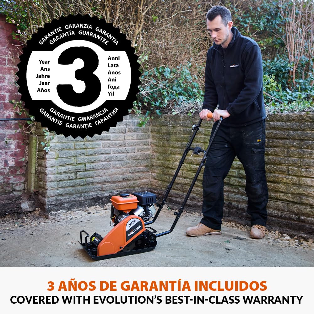 Evolution Power Tools H320-P Hulk compactador de gasolina, Ideal para Nivelar Pavimento, Preparación de Terreno de Césped Artificial, Patio, Albañilería - 2 Años de Garantía