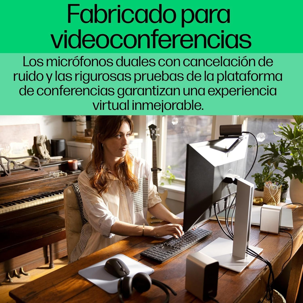 HP Webcam 960 4K - UHD, 3840 x 2160, Videoconferencias, Autoenfoque, Micrófono Integrado, Windows Hello, Teams, Zoom, Google Meet, Twitch, Youtube, Streaming - Color Plata