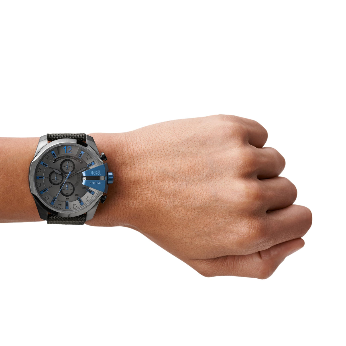 Diesel Reloj para Hombre Mega Chief Nailon Gris y Negro con cronógrafo DZ4500