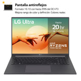 LG Ultra 16UD70R-G.AX59B - Ordenador Portátil, 16 Pulgadas, 16:10 IPS, Sin Sistema Operativo, Ryzen R5, 16 GB RAM, 1TB SSD, 1.6Kg, Hasta 20 Hr de Autonomía, Color Gris Carbón