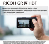 RICOH GR IV HDF, Modelo ampliado de la GR IV con Filtro difusor de Luces Altas Integrado. Cámara compacta Digital Premium definitiva con Nuevo Sensor CMOS de tamaño APS-C de 25,74 MP
