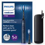 Philips Sonicare 7100 cepillo dental eléctrico, sónico, 4 modos de cepillado, 3 niveles de intensidad, alerta de presión, EasyStart, SmarTimer, azul marino, HX7423/01 [Nueva Tecnología]