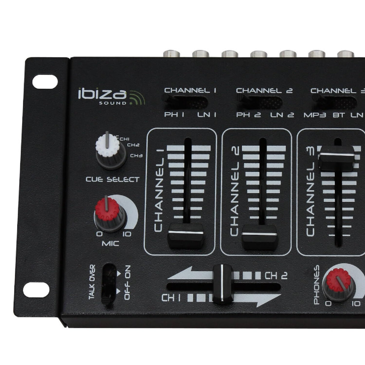 Ibiza - DJ21USB-BT - Mezclador de 4 vías/7 canales con varias entradas - Bluetooth y USB - Negro