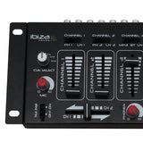 Ibiza - DJ21USB-BT - Mezclador de 4 vías/7 canales con varias entradas - Bluetooth y USB - Negro