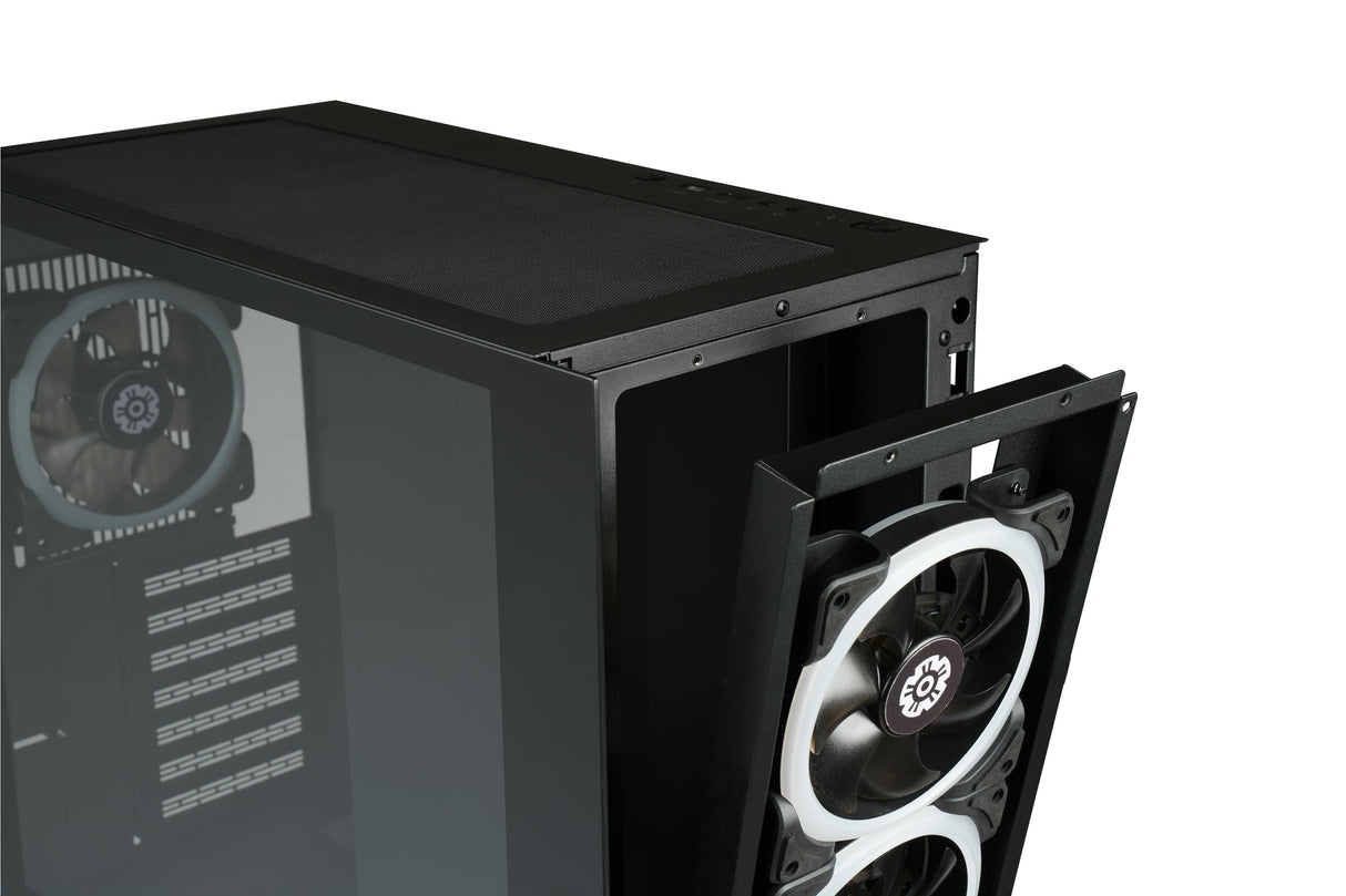 ENERMAXK8 ATX Mid Tower Carcasa para PC de Juegos de Cristal Templado, Incl. 3 Ventiladores ARGB PWM de 12 cm - USB3.2 Gen1 y USB3.2 Tipo C; ECA-EK8-WW-ARGB