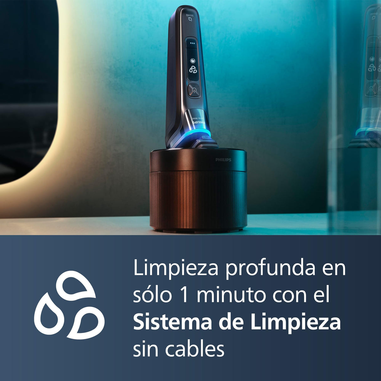 Philips Serie 9000 Afeitadora Eléctrica Hombre, Máquina de Afeitar Barba con Recortadora, 60min de uso, En Seco y Húmedo, Recargable, Centro de Limpieza, Base Carga, 4 Cartuchos, S9976/63, Negro