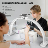 NEEWER BÁSICO HM01-D - Lámpara de arco (29 pulgadas, LED, 40 W, media luna, 3000 K-6500 K, 3400 Lux/0,5 m, CRI95, carga USB, soporte para teléfono para manicura, maquillaje, belleza, tatuaje