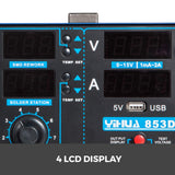 Mophorn Estacion Soldadura 800 W 3 en 1, Estacion de Soldadura Digital SMD Flujo Aire Máx 120 L/Min, Estación de Soldadura de Retrabajo 100°C～480°C, con 4 Pantallas LCD para Reparación de Teléfonos