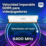 Crucial Pro RAM DDR5 64GB (2x32GB) 6400MHz CL40, Overclocking Gaming, Intel XMP 3.0 / AMD Expo, PC Memoria, Blanco - CP2K32G64C40U5W