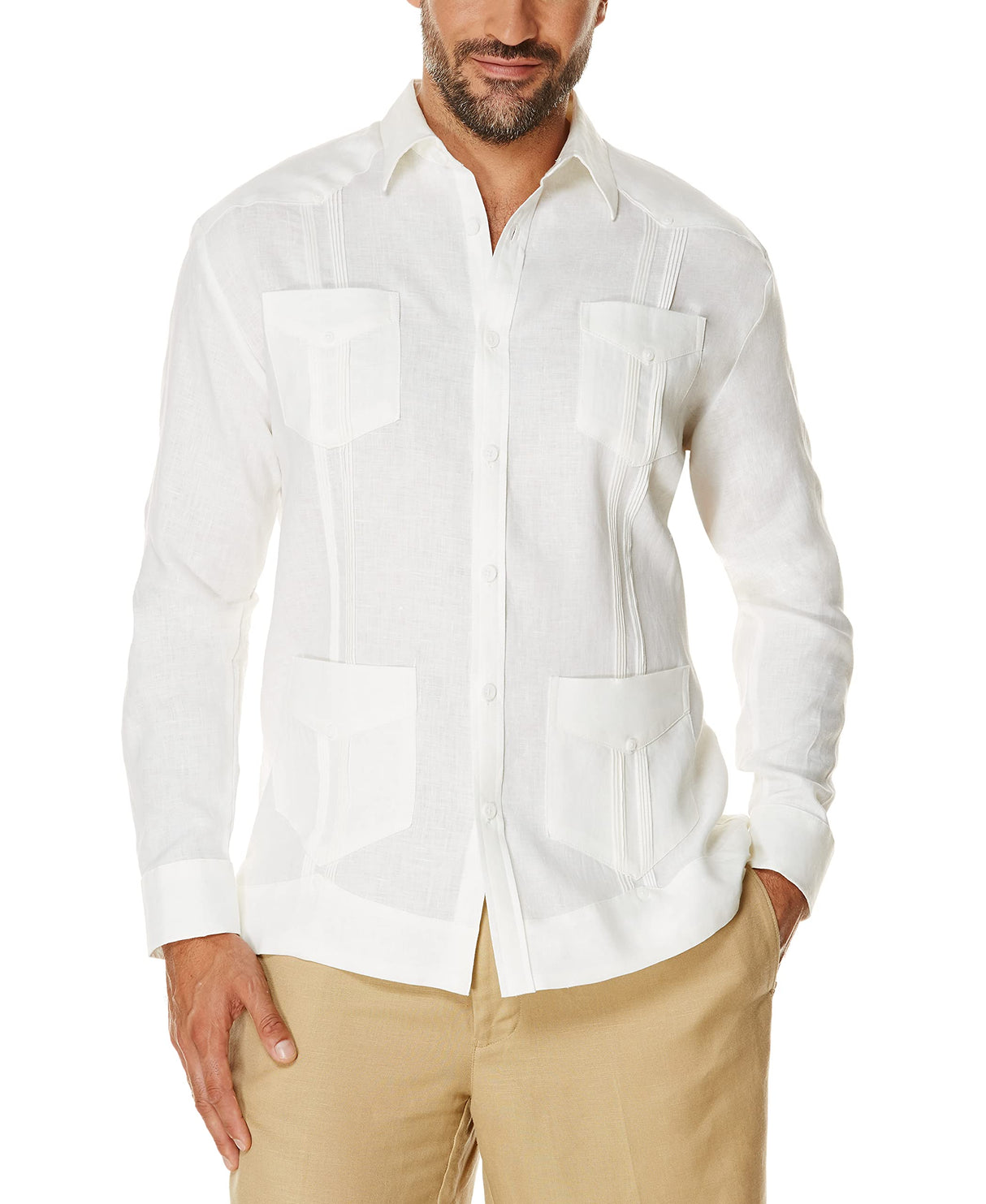 Cubavera Hombre Manga Larga 100% Lino Guayabera - blanco - X-Large