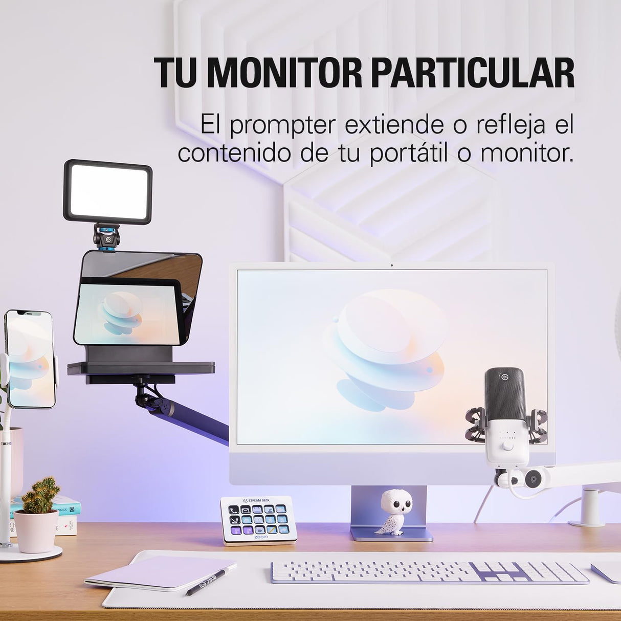 Elgato Prompter – Teleprompter con pantalla incorporada, YouTube, Twitch, Zoom, Teams y más, compatible con DSLR, Webcam, Smartphone, segundo monitor, funciona con Mac, PC & Stream Deck