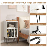 FANTASK Soporte para tocadiscos con estación de carga, soporte para discos de vinilo de 3 niveles, mesa de almacenamiento con estante y 4 separadores para salón, 48 x 40 x 88 cm