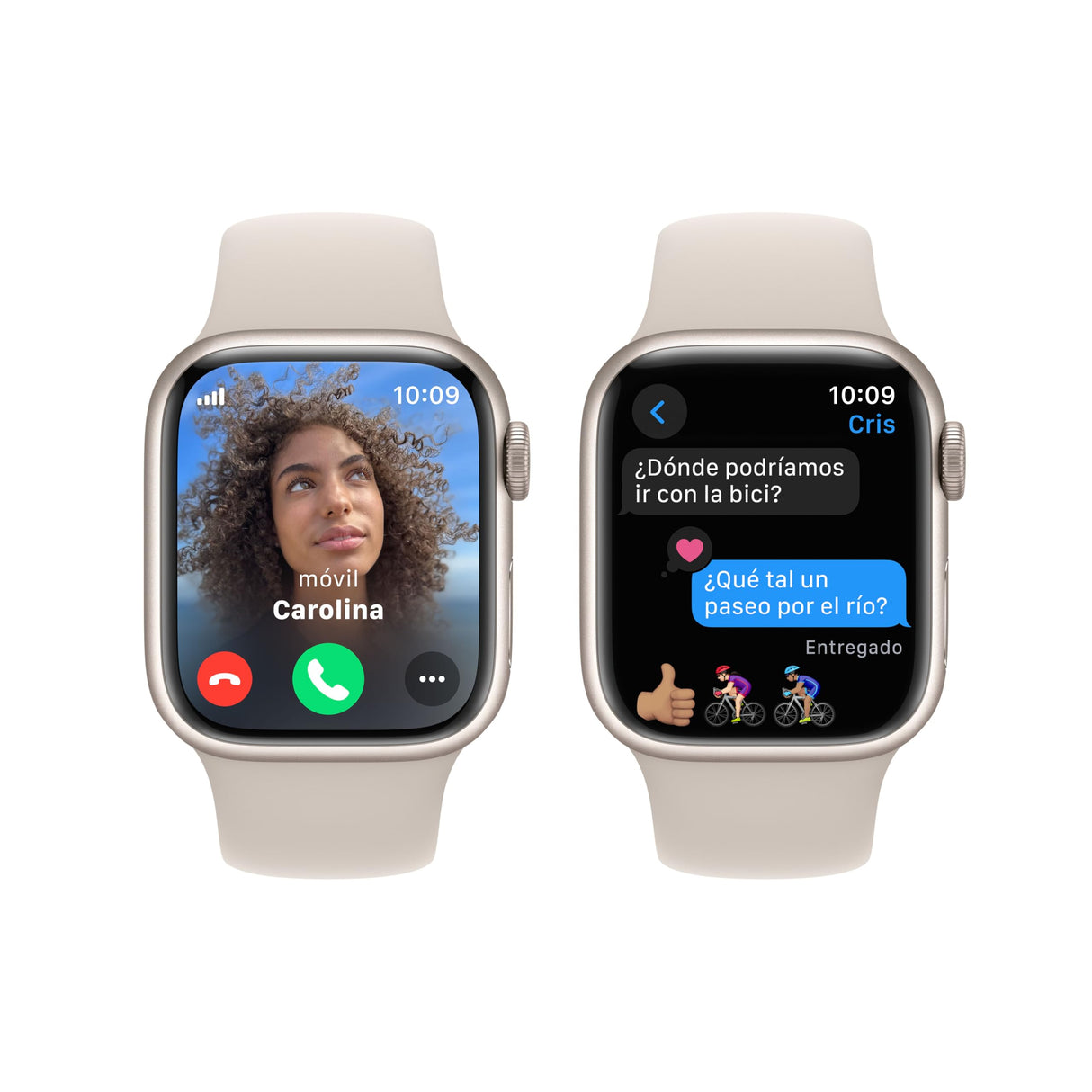 Apple Watch Series 9 [GPS + Cellular] Smartwatch con Caja de Aluminio en Blanco Estrella de 41 mm y Correa Deportiva Blanco Estrella - Talla S/M. Monitor de entreno, App Oxígeno en Sangre