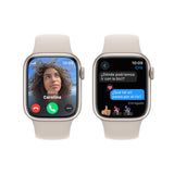 Apple Watch Series 9 [GPS + Cellular] Smartwatch con Caja de Aluminio en Blanco Estrella de 41 mm y Correa Deportiva Blanco Estrella - Talla S/M. Monitor de entreno, App Oxígeno en Sangre