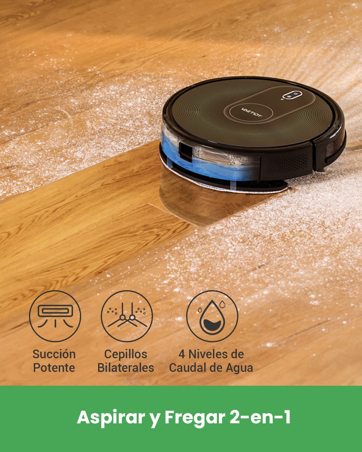 Vactidy Robot Aspirador, Nimble T8 Robot Aspirador y Fregasuelos con Potente Succión 2800Pa, Depósito 2 en 1, Aspira, Barre, Mopa, 100mins Autonomía, Control por App, Alexa/Google Home, para Mascotas