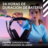 Logitech G Astro A50 LIGHTSPEED para gaming Auriculares inalámbricos + estación base (Gen 5), PRO-G GRAPHENE, cambio entre 3 sistemas, USB-C a Xbox, PS5, PC/Mac o Nintendo Switch, Bluetooth - Negro