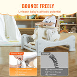 VEVOR Caballo Balancín 5 en 1 para Niños de 1 a 3 Años, Caballo Balancín para Bebé con Trampolín, Tabla de Equilibrio Desmontable, Manija de Empuje y 4 Ruedas Lisas, para Niños de 36 kg, Blanco