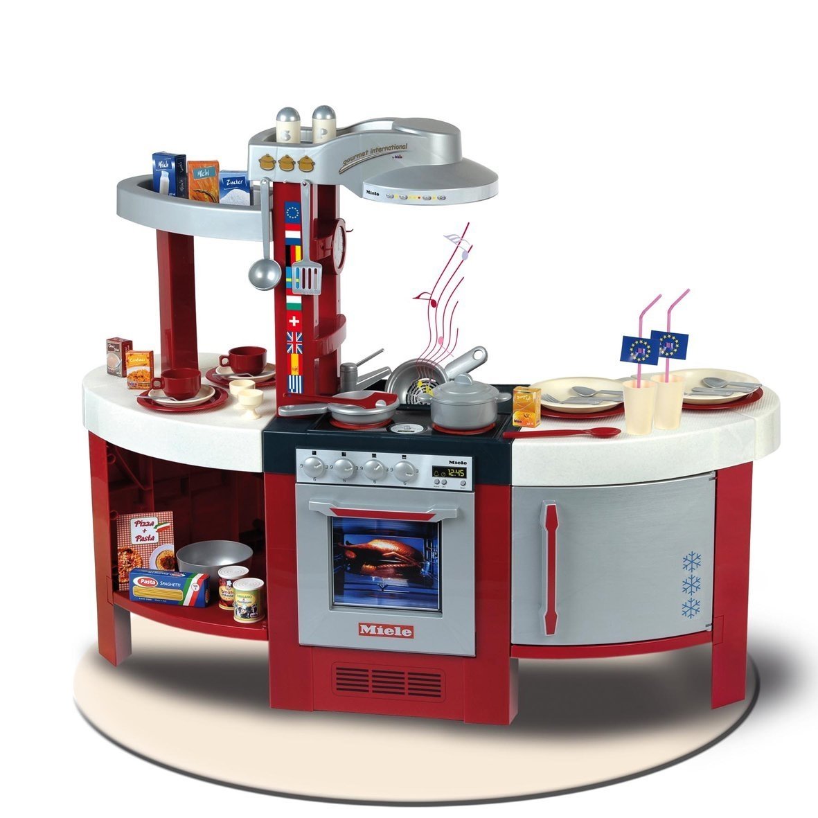 Theo Klein 9155 Cocina Miele Gourmet International, Cocina de Juguete Que Incluye Placa de cocción, Horno, lavavajillas, Medidas 120 cm x 43 cm x 95 cm, Juguete para niños a Partir de 3 años