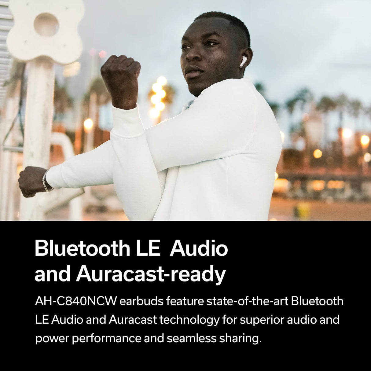 Denon AH-C840NCW - Auriculares intrauditivos inalámbricos Bluooth con cancelación Activa de Ruido, Resistentes al Agua, Llamada cristalina, Color Blanco