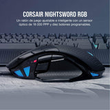 Corsair NIGHTSWORD RGB Ratón de Juego FPS/MOBA con Cable - 18.000 PPP - 10 Botones Programables - Sistema de Pesas - Compatible con iCUE - PC, Mac, PS5, PS4, Xbox - Negro