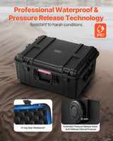 VEVOR Estuche Rígido Impermeable de 630 x 500 x 318 mm con Ruedas Giratorias y Manija Retráctil, Estuche Protector Impermeable IP67 con Clips, Orificios para Candado y Espuma Insertada, Negro