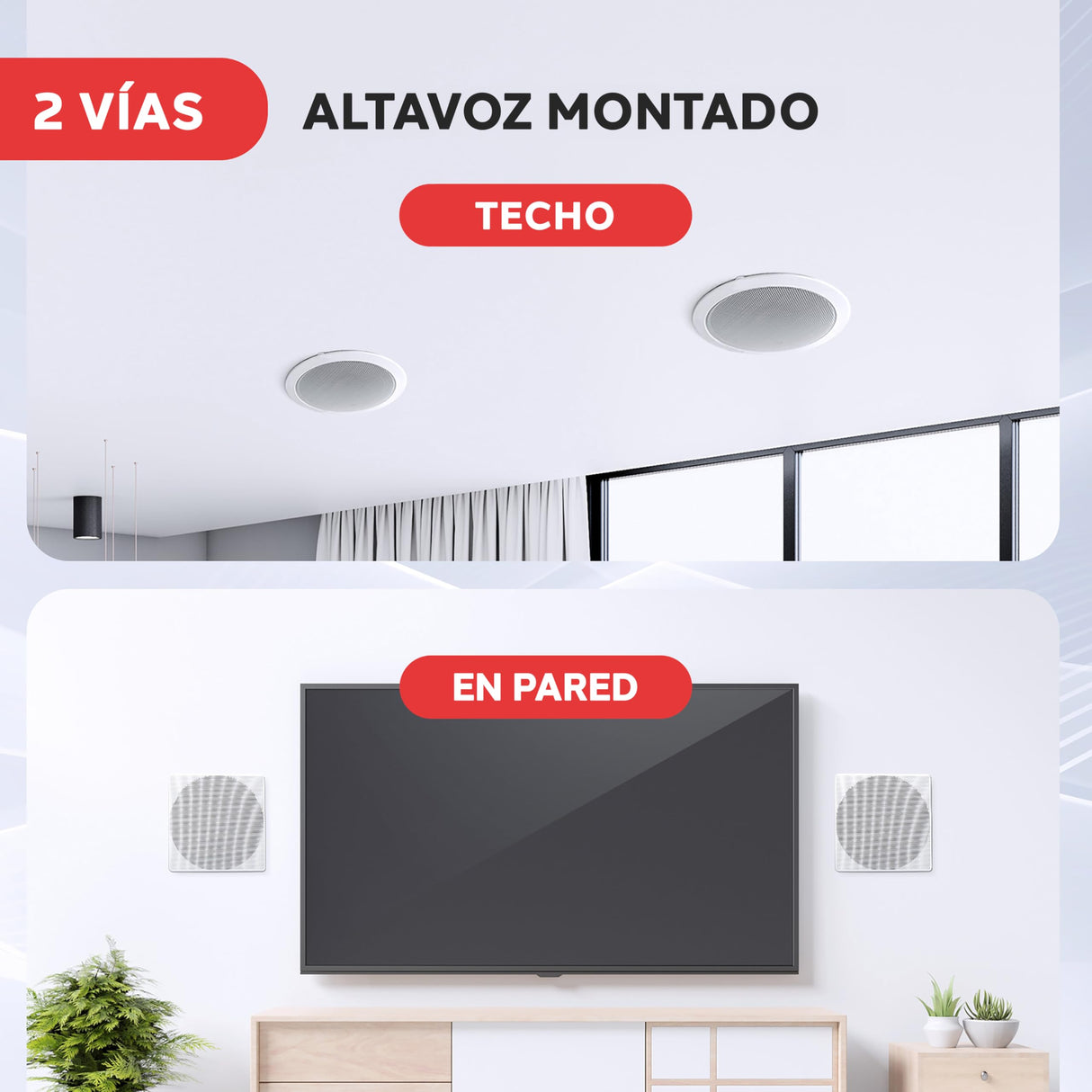 Pyle Altavoces, Pared, Techo, 2 vias, Estereo, 8”, 40Hz-20kHz, 250V