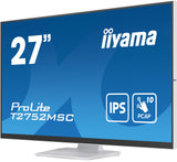iiyama T2752MSC-W1 27" BLANCO Bonded PCAP 10P Táctil, 1920x1080, Panel IPS, Flat Bezel Free Glass Front, HDMI, Displayport, 360cd/m² ( Táctil), USB Hub 2x 3.2, Altavoces