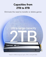 Lexar Play 2280 2TB SSD con disipador de Calor, PCle Gen 4x4 NVMe, PS5, Velocidad de hasta 7400 MB/s, Unidad de Estado sólido Interna de Alto Rendimiento, Compatible con Playstation 5