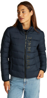 Tommy Jeans Cazadora de plumas Mujer Down Printed con cuello alto, Azul (Dark Night Navy), M