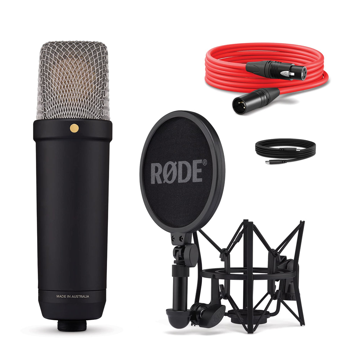 RØDE NT1 5a generación el micrófono con Condensador y Gran diafragma, Salidas XLR y USB, Soporte antivibraciones y Filtro antipop para grabación Vocal, producción Musical y de podcasts (Negro)