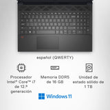 Dell G15 5520 - Ordenador portátil Gaming 15.6" FullHD (Intel Core i7-12700H , 16GB RAM, 1TB SSD, NDIVIA RTX 3070Ti,Windows 11) Gris – Teclado QWERTY español