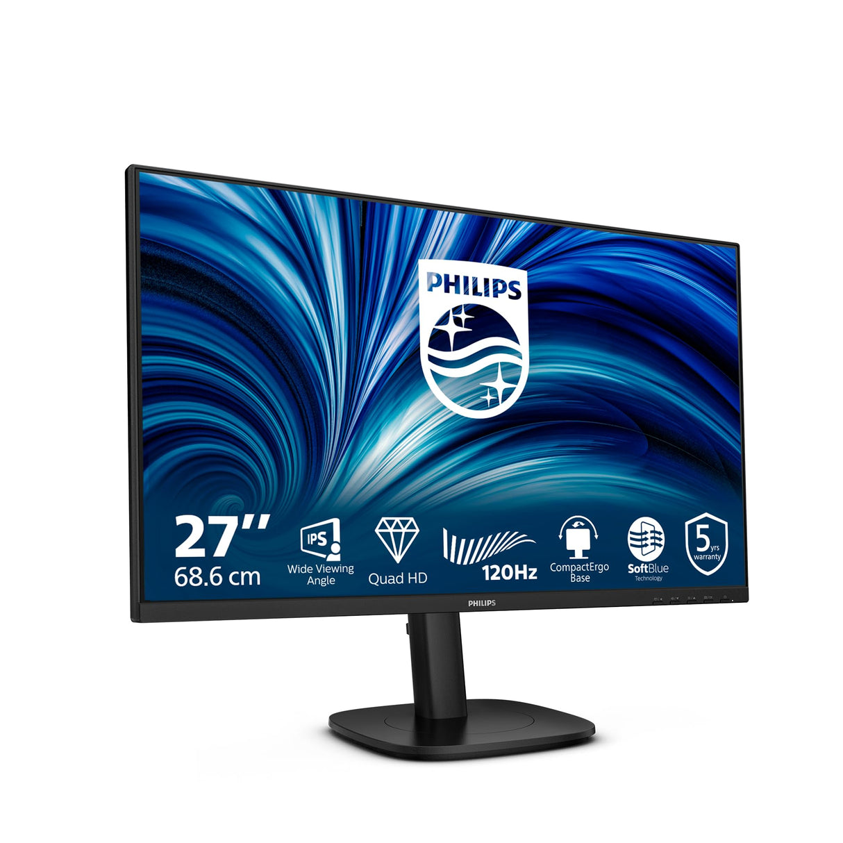 Philips 27B2N3500J - Monitor QHD de 27 Pulgadas, Altavoces, Altura Ajustable, sincronización Adaptable (2560 x 1440, 120 Hz, 2 HDMI 2.0, DisplayPort 1.2, concentrador USB), Color Negro
