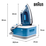 Braun CareStyle Compact Pro Plancha Generadora de Vapor, FreeGlide 3D, Modo iCareMode, Modo Eco y Turbo, Vaporización Vertival, Antigoteo, Depósito de Agua 1,5L, 6 bar/400g/min, 2400W, IS2565 Azul