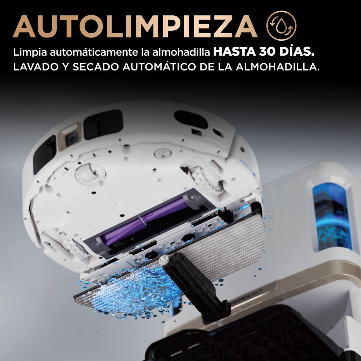 Shark PowerDetect Robot Aspirador y mopa 2 en 1, Base NeverTouch Pro con Limpieza, Carga y Vaciado automáticos, 60 días, navegación 3D y LiDAR, NeverStuck, WiFi/App, Blanco, AV2800ZEEUWH