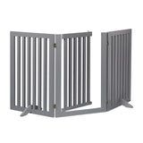 Relaxdays Barrera Seguridad Niños y Animales, Valla Protección Mascotas, Puerta, 70x154cm, Plegable, 3 Paneles, Gris, Tablero de Fibras