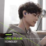 Shure SE215 Special Edition Auriculares con cable - profesionales con aislamiento de sonido, sonido claro, graves profundos, microcontrolador dinámico, ideales para música, juegos y llamadas - Púrpura