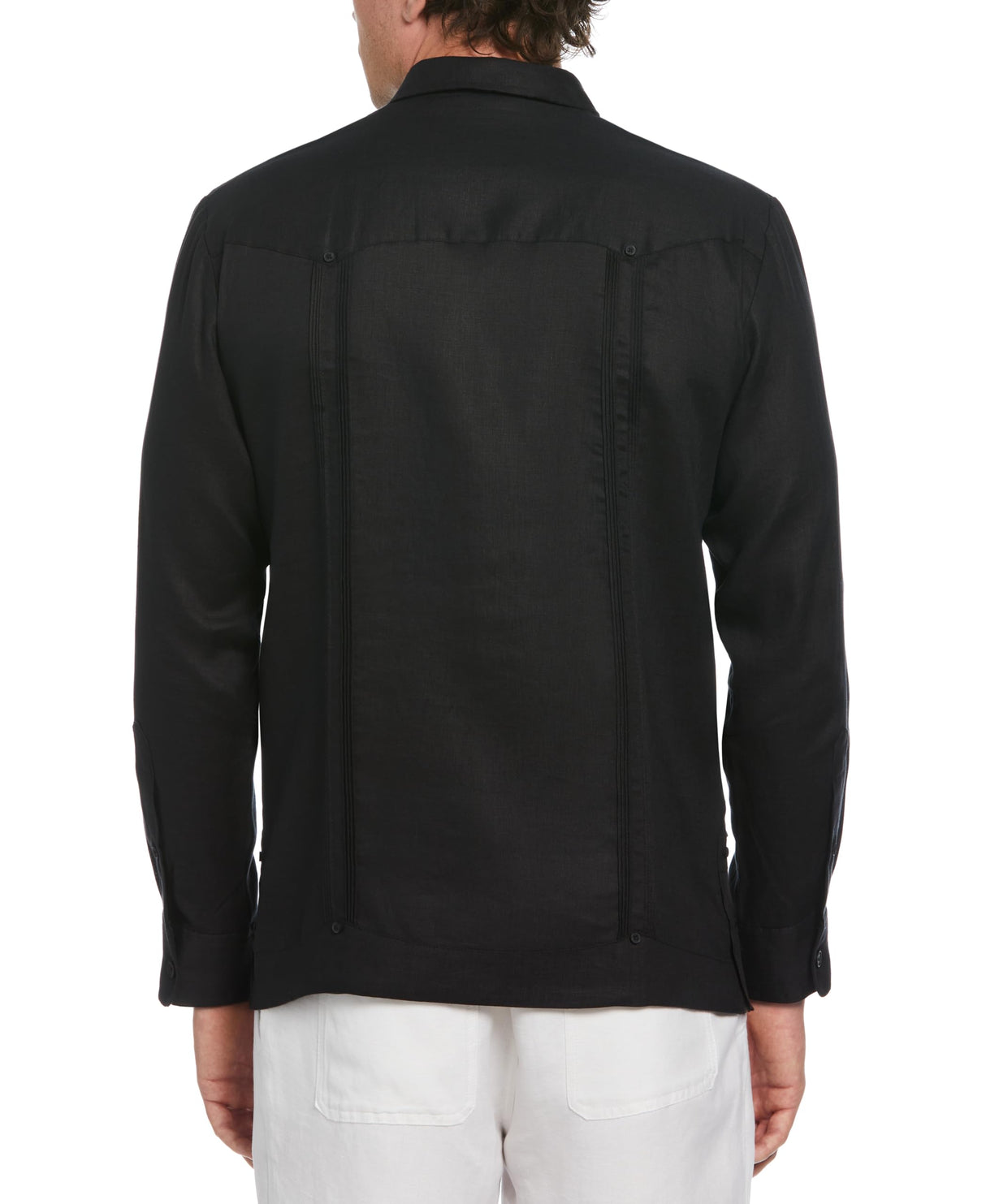 Cubavera - Camiseta de Manga Larga para Hombre (100% Lino), diseño de Guayabera - Negro - 3X-Large Tall