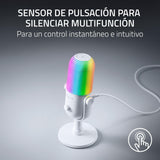 Razer Seiren V3 Chroma - Micrófono USB RGB - Micrófono de Condensador supercardioide con Tap-to-Mute (iluminación reactiva, limitador de Ganancia Digital y Amortiguador Integrado) Blanco