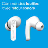 RYGHT - Pulse ANC - Auriculares Bluetooth inalámbricos con tecnología de reducción de Ruido (Active Noise Canceling) - Autonomía 6H + 30H de Carga en la Caja - Blanco