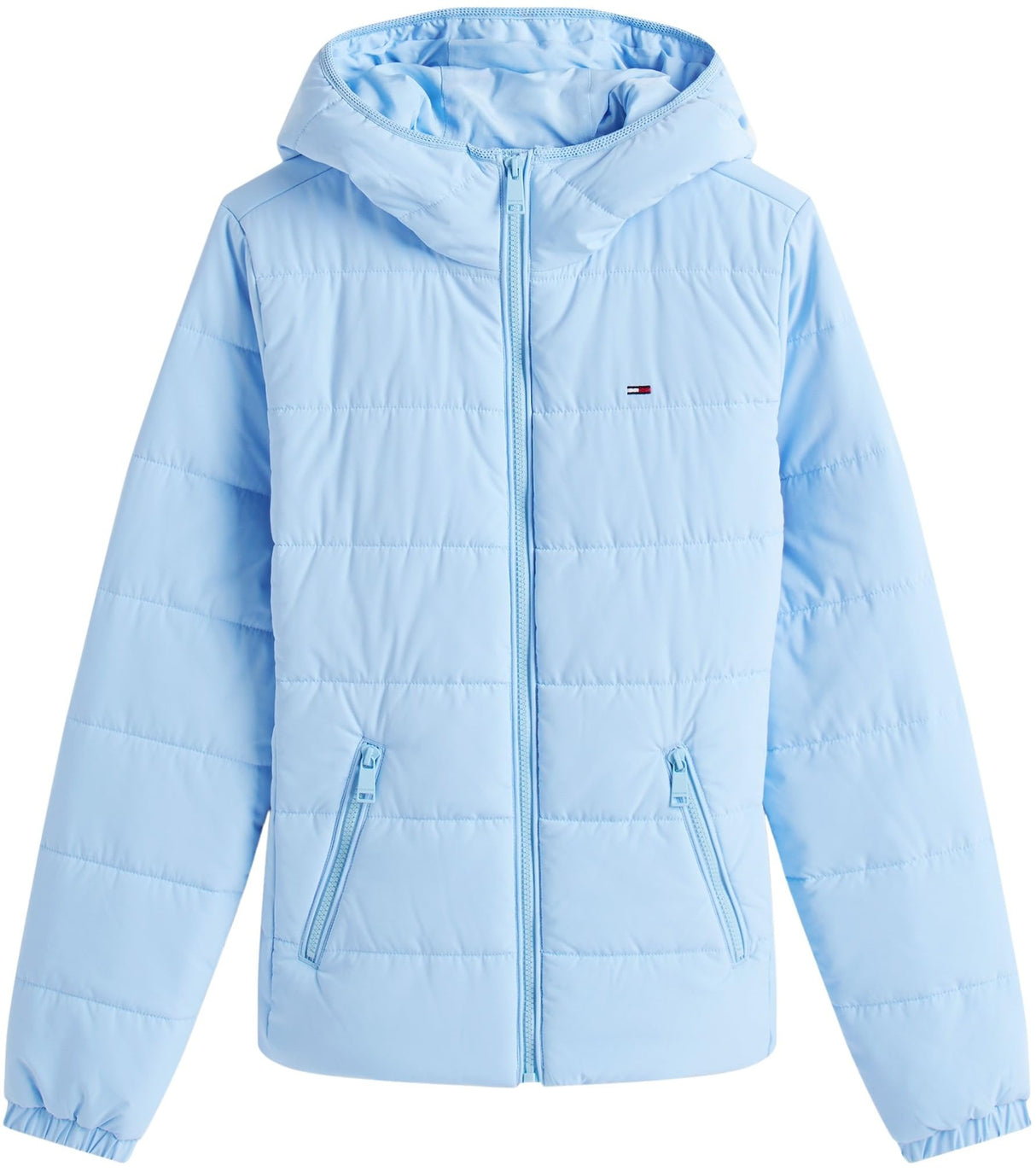 Tommy Jeans Cazadora acolchada Mujer Hooded con cremallera, Azul (Light Powdery Blue), M