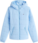 Tommy Jeans Cazadora acolchada Mujer Hooded con cremallera, Azul (Light Powdery Blue), M