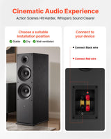 VEVOR Altavoz de Suelo de 2 Vías, con Tweeter de 2,54 cm y Dos Woofers de 20,32 cm, Potencia Máxima de 600 W, Respuesta de Frecuencia de 50 Hz a 20 kHz, Carcasa de MDF, para Audio Doméstico