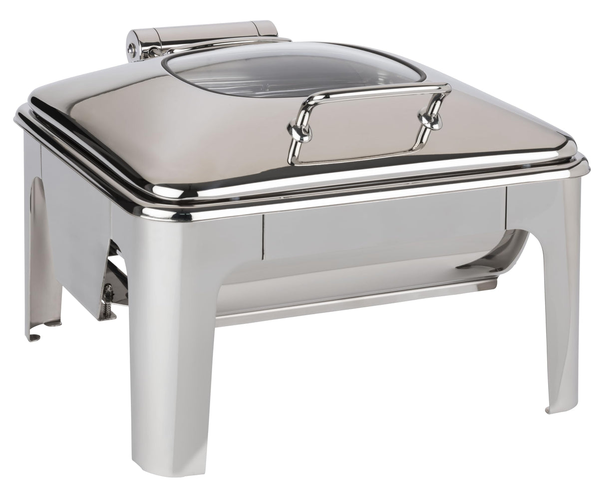 APS 12323 Chafing Dish "Easy Induction" Tapa de cristal, solo apta para placas de inducción, recipiente GN 2/3 (65 mm de profundidad), 5,5 litros, 42 x 41 x 30 cm, acero inoxidable