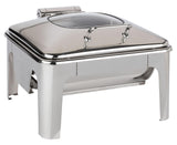 APS 12323 Chafing Dish "Easy Induction" Tapa de cristal, solo apta para placas de inducción, recipiente GN 2/3 (65 mm de profundidad), 5,5 litros, 42 x 41 x 30 cm, acero inoxidable