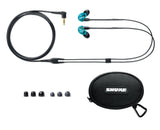 Shure SE215SPE-EFS - Auriculares Profesionales con cable sobre la oreja, aislamiento de sonido con microtransductor dinámico, sonido detallado con bajos profundos, cable de 3.5 mm, Azul