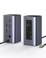 Baseus Docking Station, Nomos Air 12 in 1, Estación de Acoplamiento 2 Monitores con 2 * 4K HDMI, USB-A/C 10Gbps, Ethernet 1 Gbps, 100W PD, HUB USB C para Laptop DELL/HP/Lenovo/ASUS/Acer/Mac