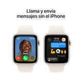 Apple Watch SE de 2.ª generación GPS + Cellular Smartwatch con caja de aluminio en Blanco estrella, 44 mm y Correa deportiva Blanco estrella-Talla S/M.Monitores de entreno y sueño, resistencia al agua